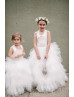 Backless Ivory Lace Tulle Ruffled Flower Girl Dress